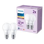 Mehrfachpackung 2x Philips Glühbirne LED E27 Birne Matt 5W 470lm - 827 Extra Warmweiß